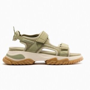 Zara Olive Green and Tan Sport Sandals